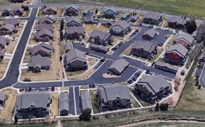 vintage image of stonecreek homes from the air - Skyline Roofing & Solar