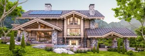 image of a residential home with solar panels installed on the roof - Skyline Roofing & Solar