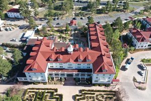 image of front view of stanley hotel - Skyline Roofing & Solar